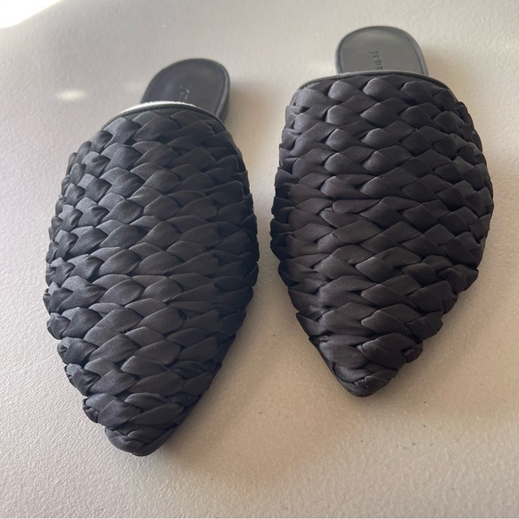 Jenni Kayne Silk Braided Black Mules / Slide Flats EU37 US7 Made in Italy - Picture 2 of 11